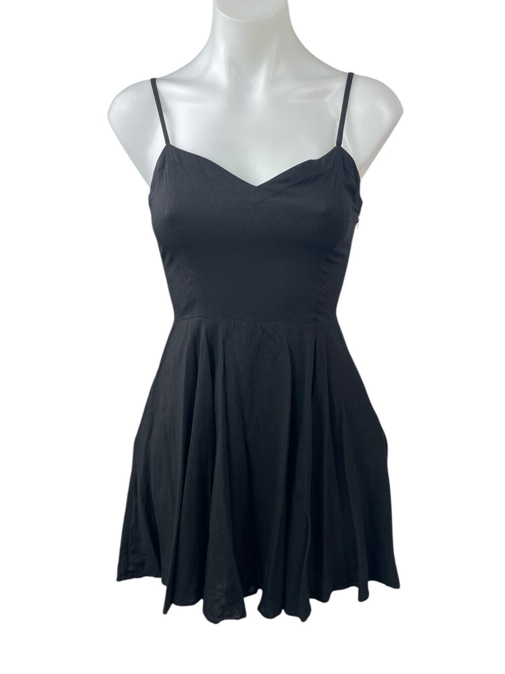 Talula Women's Black Sleeveless V Neck Cami Camisole Mini Flare A Line Dress 4